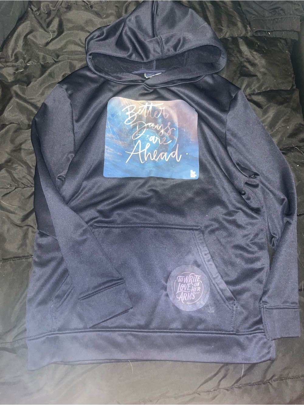 Twloha inspired Navy Hoodie with 'Better Days Are Ahead' size small